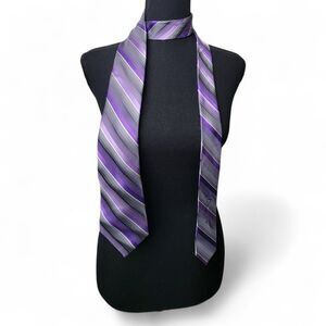 Vintage Arrow Tie Purple Striped Silk Necktie Classic Preppy Academia VTG